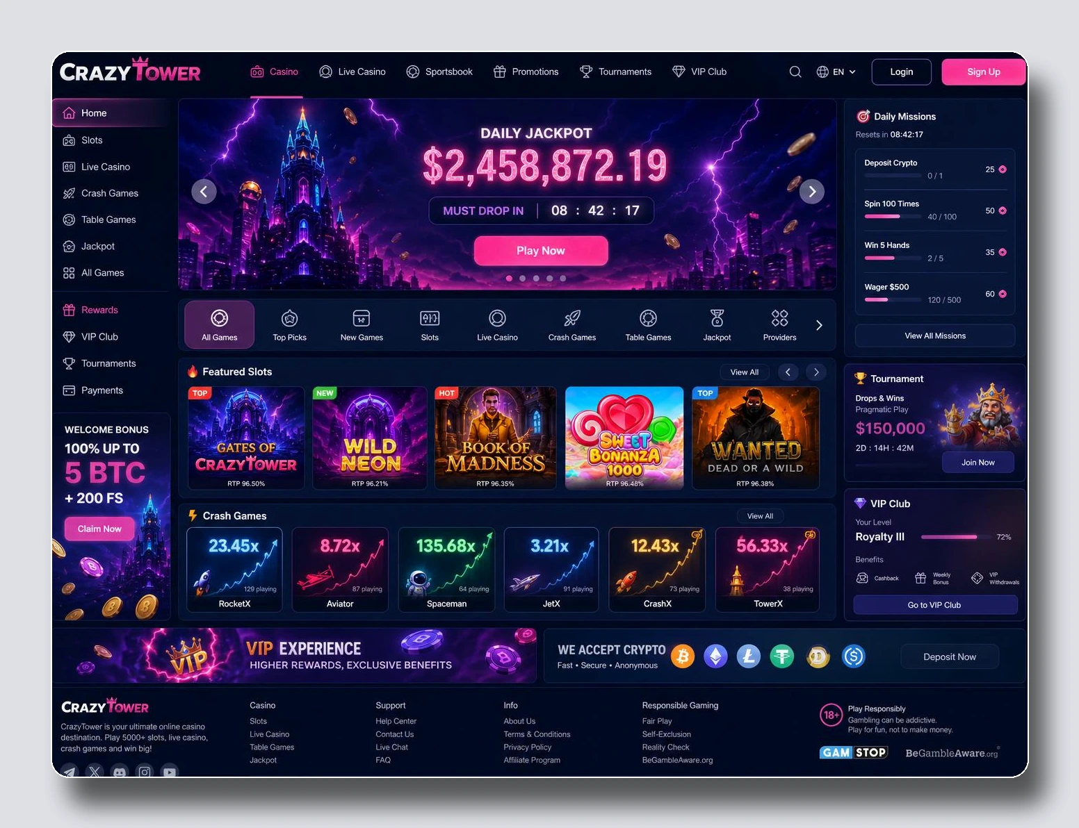 CrazyTower — casino online sin licencia españa 2026